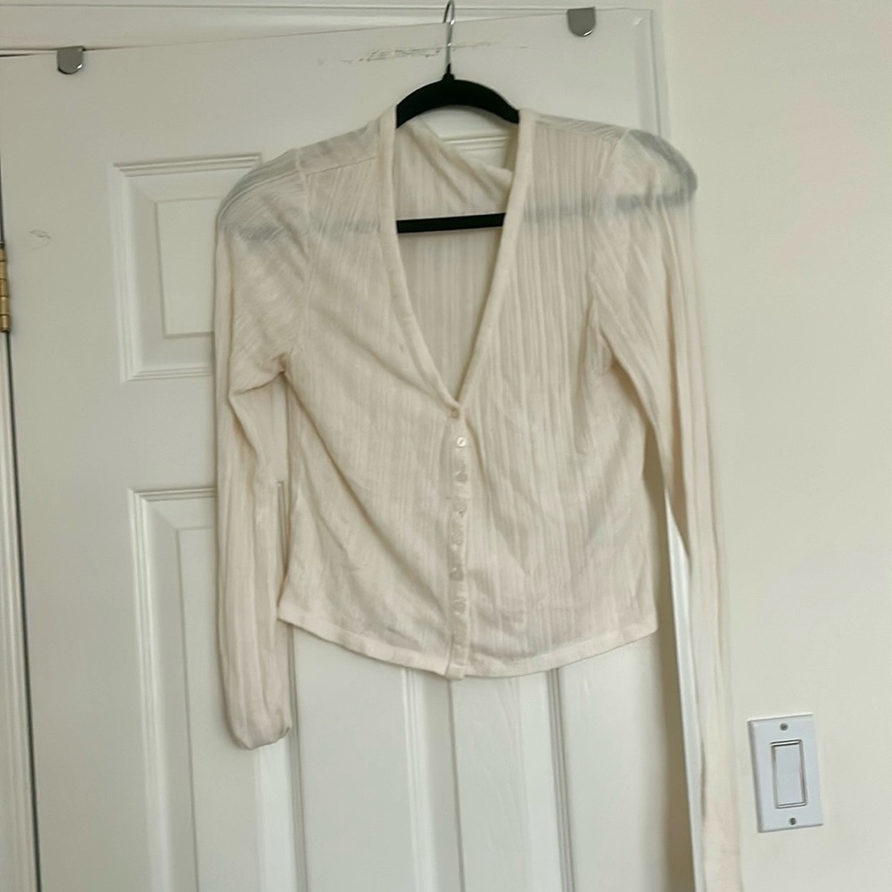 Elegant Cream V-Neck Women's Top